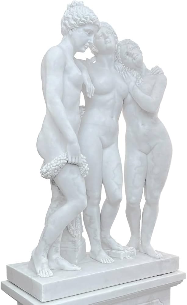 Amazon.co.jp: 天然大理石彫刻 三美神 高さ183cm 台座付き ギリシャ