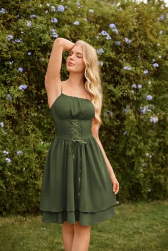 Image of Scarlet Darkness Corset Mini Sundress Chiffon Homecoming Dress for Women