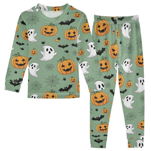 Pajama Sets Long Sleeve Halloween Themed Pumpkin Ghosts Pattern Soft Comfy Sleepwear 2 Piece PJS 3-8T