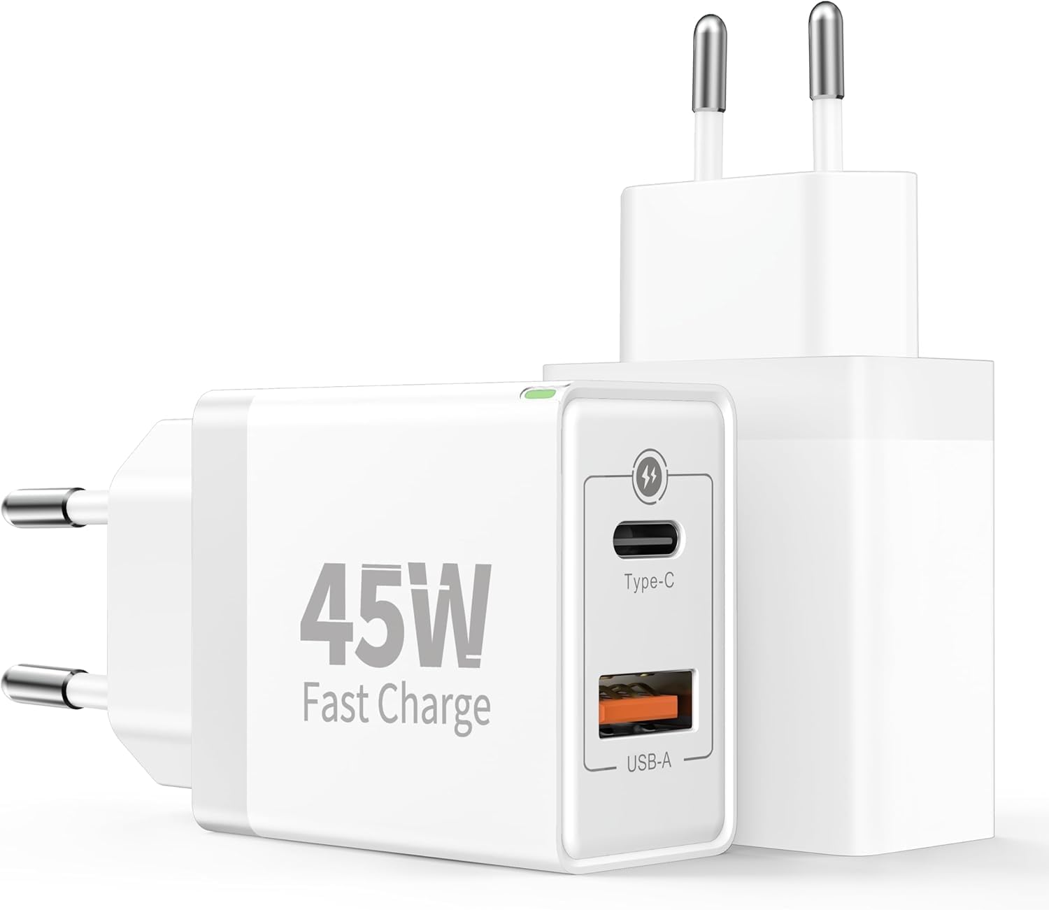 European Travel Plug Adapter, 2-Port 45W Europe Charger USB C Fast Charging