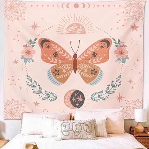 Avinyl Pink Butterfly Tapestry Cover