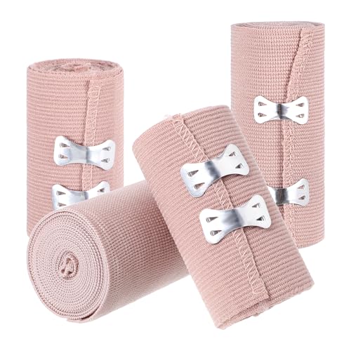 Healifty Sportbandage 4 stücke Elastische Medizinische Bandagen Wrap Kompressionsrolle mit Extra Metall Clips Sport Liefert (2 * 7,5 CM Breite und 2 * 10 CM Breite)