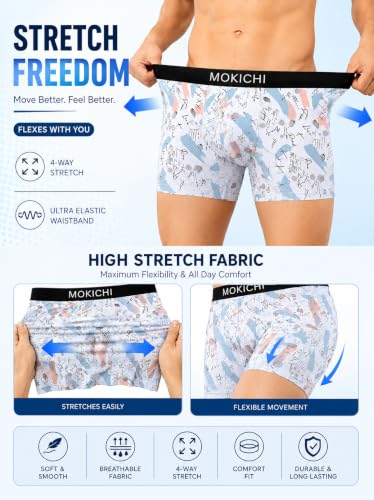 Image of Men's Printed Trunks | Boxer Brief Underwear with Broad Elastic Waistband and Contoured Pouch | Multicolour, Pack of 4