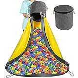 Toy Storage Basket and Play Mat, ZEJUN Lego Storage Bins Folding Toy Storage Organizer portable Lego Organizers and Storage for Kids Room Storage with 59” Removable Play Mat, 12.5”x13.5”