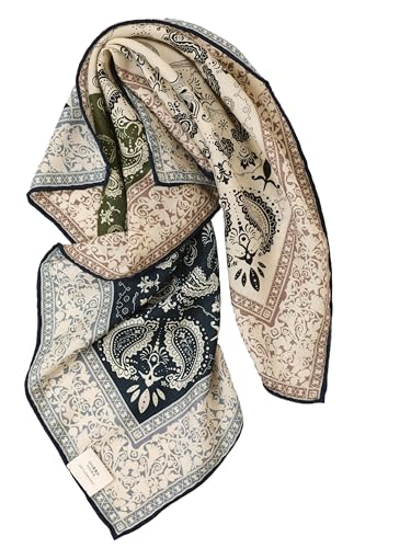 Foulard doubleface en laine & soie d'exception, carré imprimé haut de gamme 65x65 cm