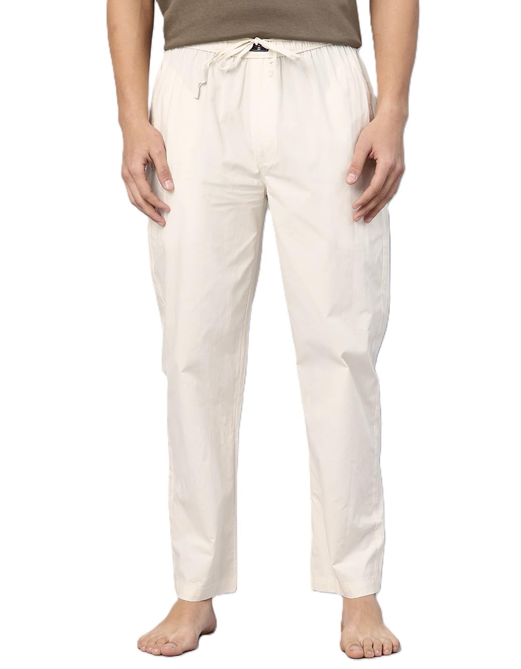 Men’s Pure Cotton Solid Lounge Pyjama Pants| Comfort Fit | Elastic Waist with Drawstring | 3 Pockets | Front Zip Closure