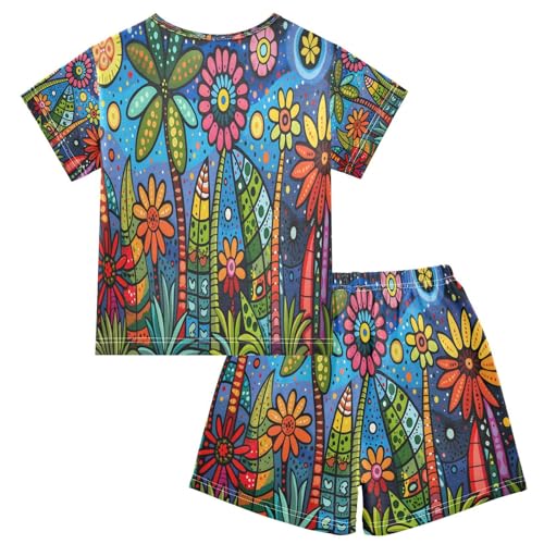 senya Short Sleeve Pajamas Sets Summer Cotton Sleepwear Romero Brito's Paintings2