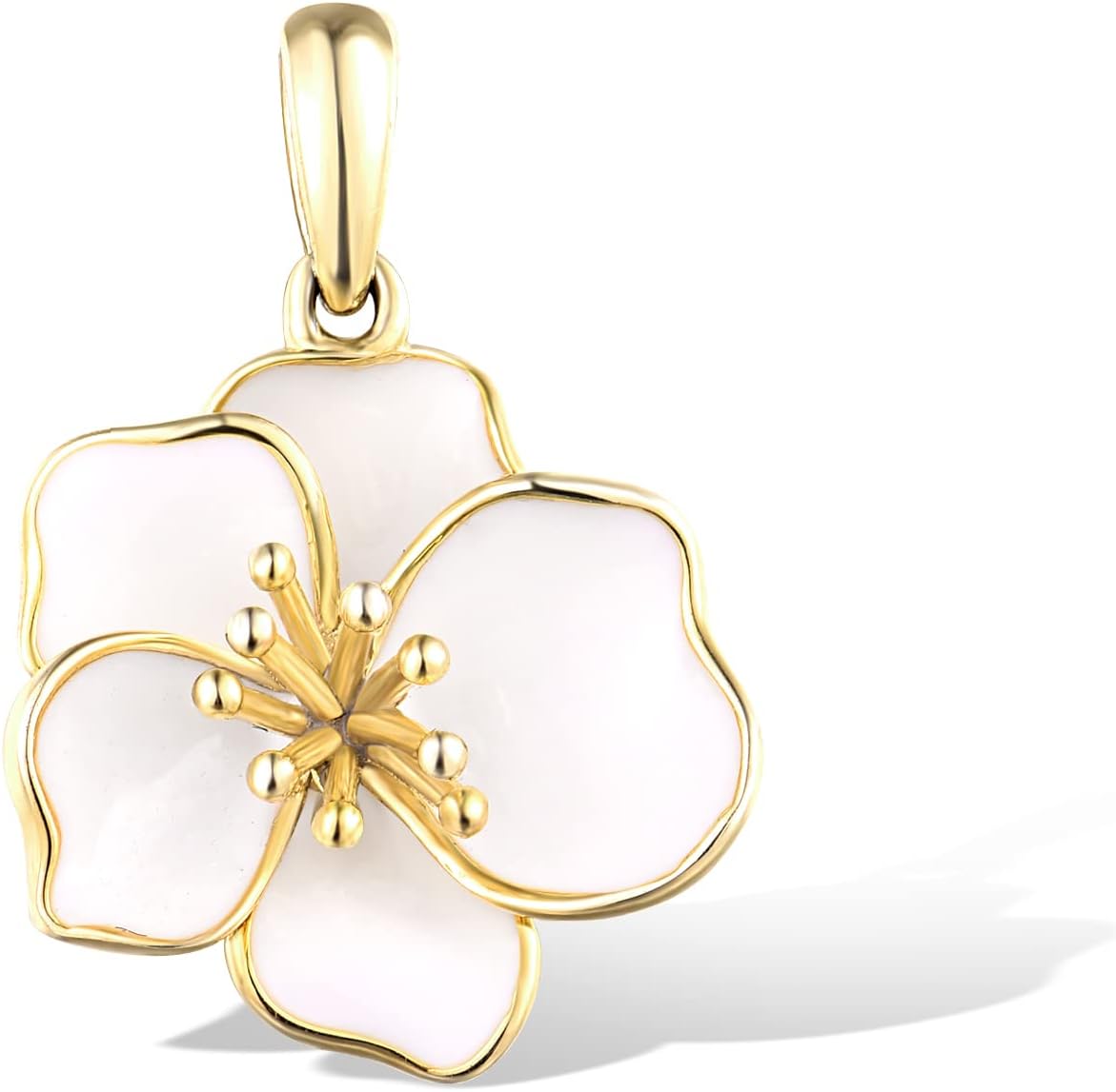 Santuzza 10K solid gold enamel flower pendant women without chain