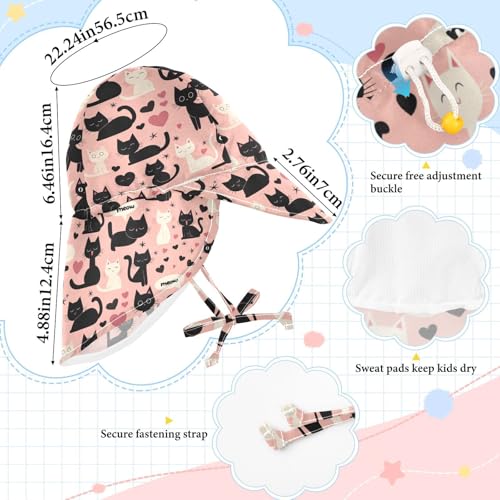 Toddler Boy Girl Sun Hat Boys Summer Hats Baby Girls' UPF 50 Wide Brim Beach Essentials Cartoon Cute White Black Cats Pink4