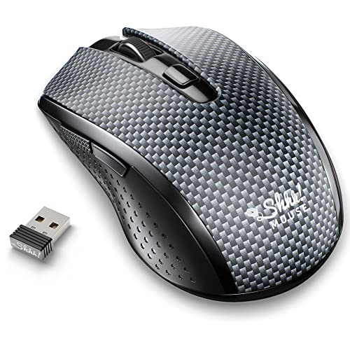 ShhhMouse-Silent-Wireless-Mouse-for-Laptop-Optical-Cordless-Computer-Mice-with-USB-24-GHz--Quiet-Click-3-DPI-Levels-of-Sensitivity-Side-Buttons-Portable-for-PC-Chromebook-Gray-Black