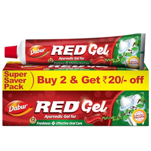 Dabur Red Gel Ayurvedic Toothpaste - 300g (150g x 2, Pack of 2) |...