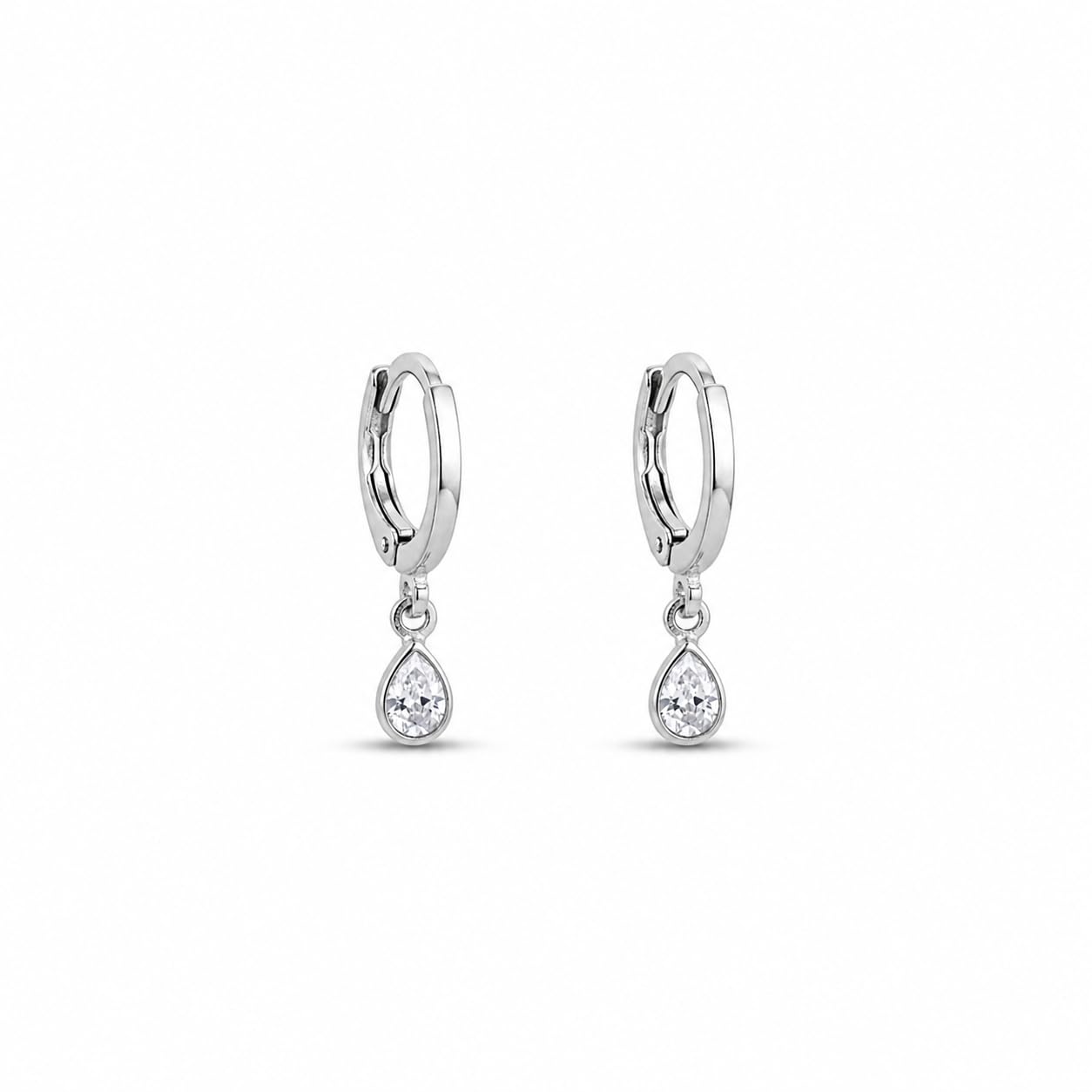 Silver Plated Teardrop Drop Earrings for Women & Girls | Crystal Dangling Hoop Earrings | Lightweight Daily Wear & Ocassion Wear Jewellery-image-0