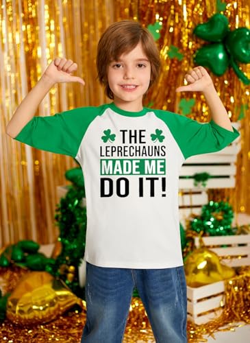 BesserBay Unisex Kids' St. Patrick's Day Lucky Shamrock Raglan Sleeve T-Shirt Irish Clover Tee 1-10 Years2