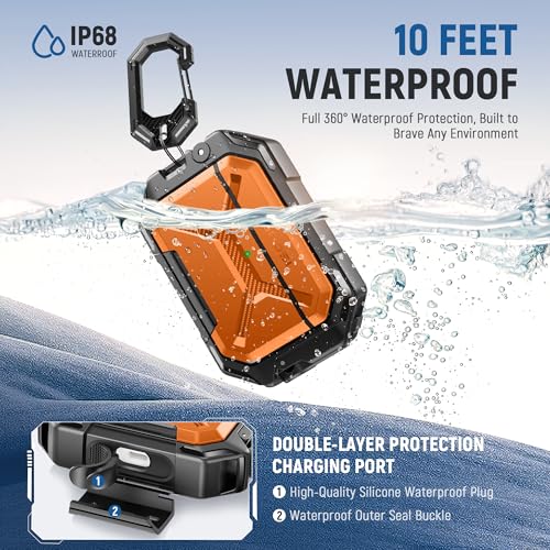 Image of MOBOSI for AirPods Pro 3 Case [IP68 Waterproof Case for iPods Pro 3&Compatible with MagSafe] Military Grade Protective Earpods Pro3 Cover with Secure Lock, Keychain & Phone Stand (2025),Orange