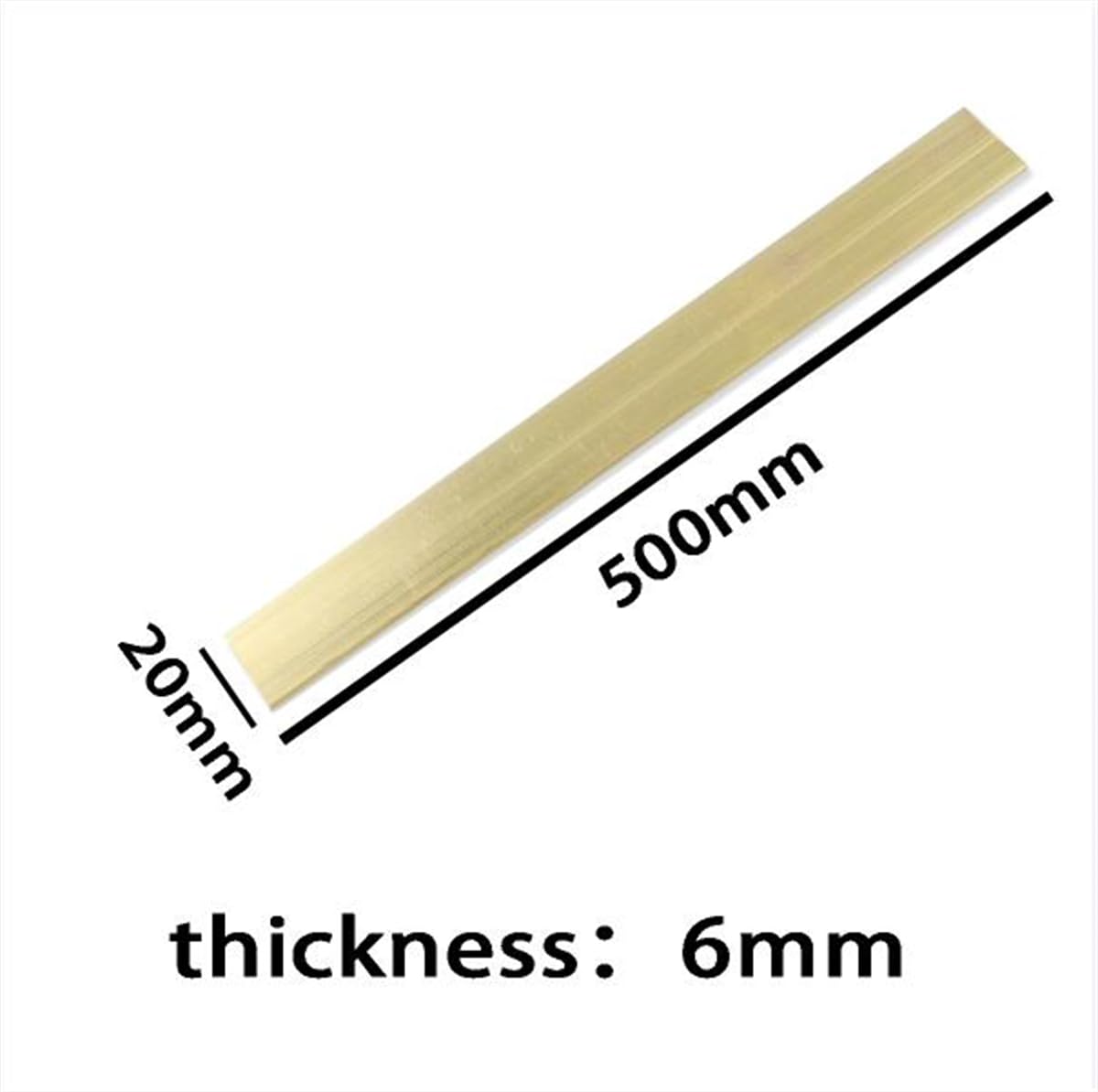 H59 Messing Flat Stange Metal Messelstangen Für Bastelhobby, Länge 500 Mm, Dicke 4 Mm Bis 8 Mm, Breite 4-20 Mm/6Mm*20Mm*500Mm