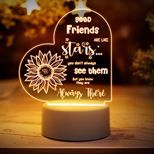 Birthday Gifts for Best Friend Night Light - Birthday Gifts from Best Friend, Idea Friendship Lamp for Birthday Gifts, Chrismas Gifts, Thanksgiving Gifts, Women's Day Gifts, Arcylic Warm White Color