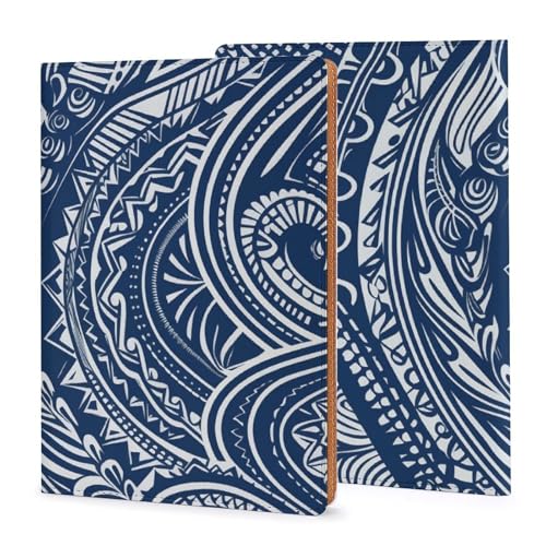 Housse de protection rechargeable A5 en cuir synthétique avec motif maori bleu