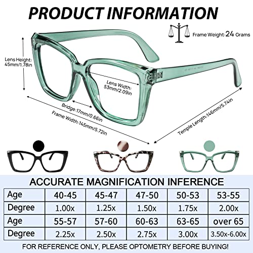 Image of Bifocal Reading Glasses 3.5 Women Men Large Bifocal Computer Readers 1.00 1.25 1.50 1.75 2.00 2.25 2.50 2.75 3.00 3.50 (Clear Green 350)
