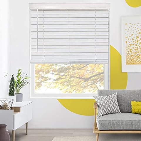 Faux Wood Blinds, Window Blinds, Wood Blinds, Window Shades, Window Treatments, Blinds & Shades, Window Shades for Home, Wooden Blinds, Basic White, 80.75" W X 60 by YELLOW BLINDS Cover