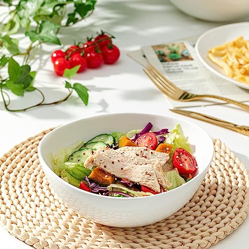 Sweese 28 Oz Porcelain Bowls Set Of 6 - For Salad, Pasta, Cereal - Microwave, Dishwasher And Oven Safe - White - 103.001 #TOP4