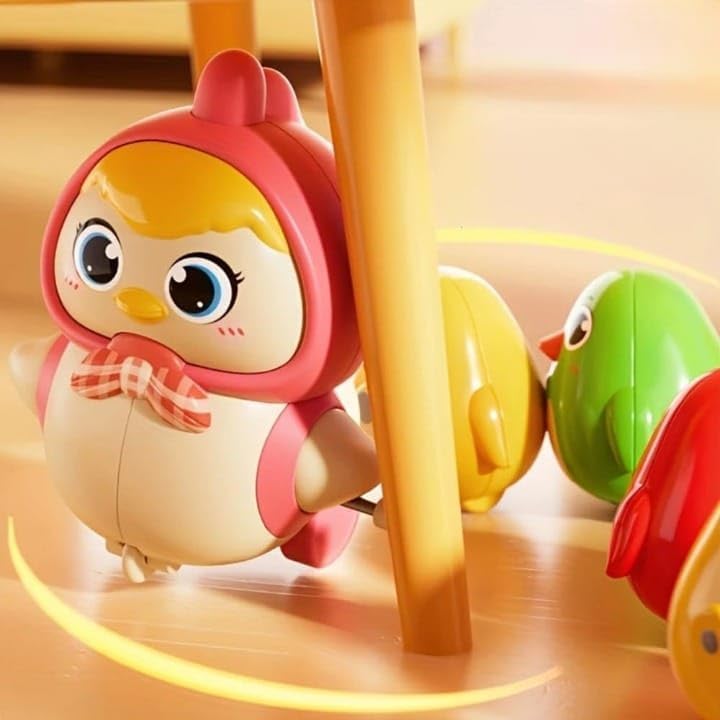 Image of Chicken Toy for Kids, Magnetic Hen with Chick, Wind-up Crawling Duck, Cute Walking Chicken Toy, Toddler Spring, Baby Crawling for Boys and Girls, Animal Wind up Toy Set (Multicolor)