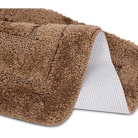 KELEKELE Bath Mat Non Slip Shower Rug Ultra Water Absorbent Bathroom Mat Rug with Waterproof Backing Machine Washable Bath Mat for Tub Shower, Bathroom,WC, Bedroom (brown, 40 x 60 cm) Cover