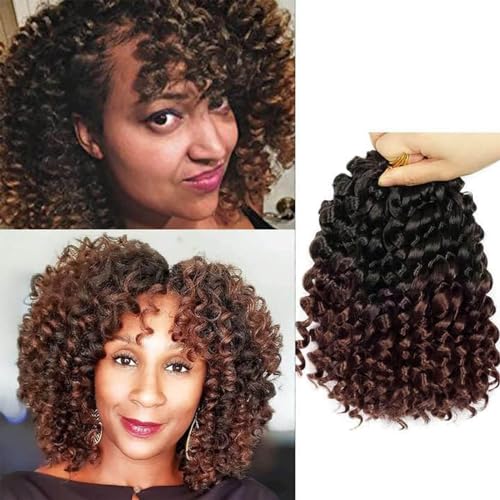 QUEENTAS 6 paquetes de trenzas de ganchillo cortas de pelo Passion Twist, extensiones de cabello rizado, pelucas de pelo trenzado para mujeres negras, 72 raíces (8 pulgadas, #1B/30)