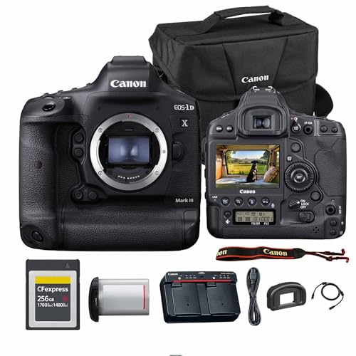 Canon EOS-1D X Mark III DSLR Camera | 20.1MP Full-Frame CMOS Sensor, DIGIC X Processor & 4K Video | Professional Camera for Sports, Wildlife, & Journalism Photography (3829C002) + Bag + 256GB Card
