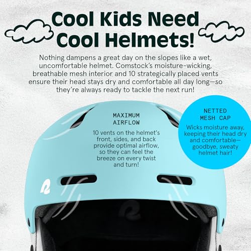 Image of Comstock Kids Ski & Snowboard Helmet with ABS Shell, EPS Impact Protection & 10 Cooling Vents - Adjustable Winter Sports Gear, Goggle Clip