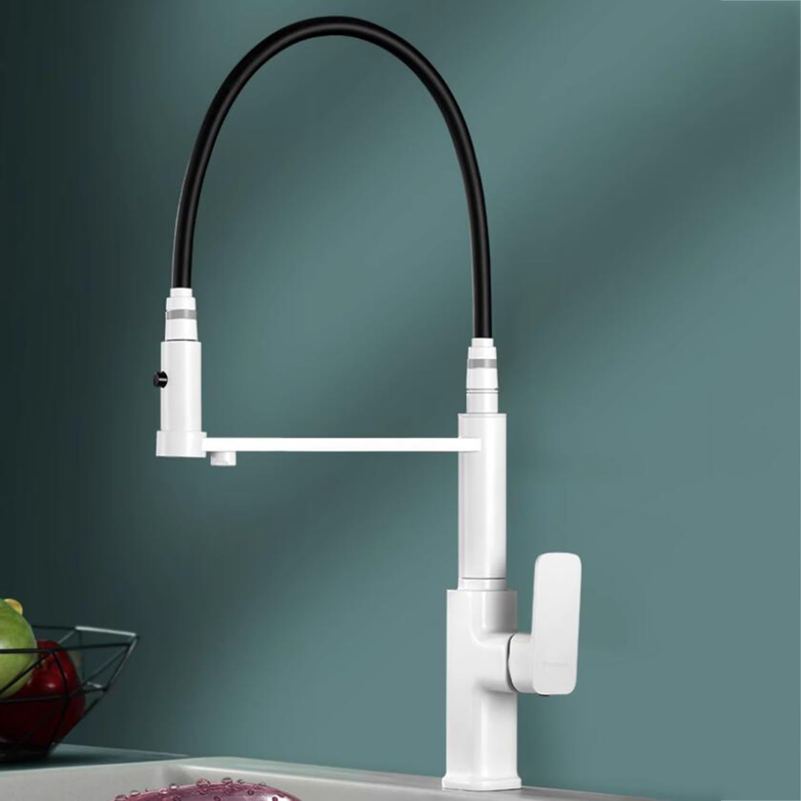 Aycdl White Kitchen Bath Taps3 Way Tap With Pull Out Spray Sink Faucet Swivel Brass