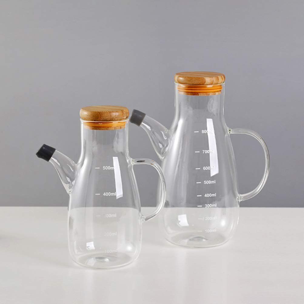 Olivenölspender aus Glas, Flasche, Öl- und Essigspender-Set, Öl-Essig-Menage mit Ausguss für Küche und Restaurant. - 500 ml (wie angezeigt 800 ml)