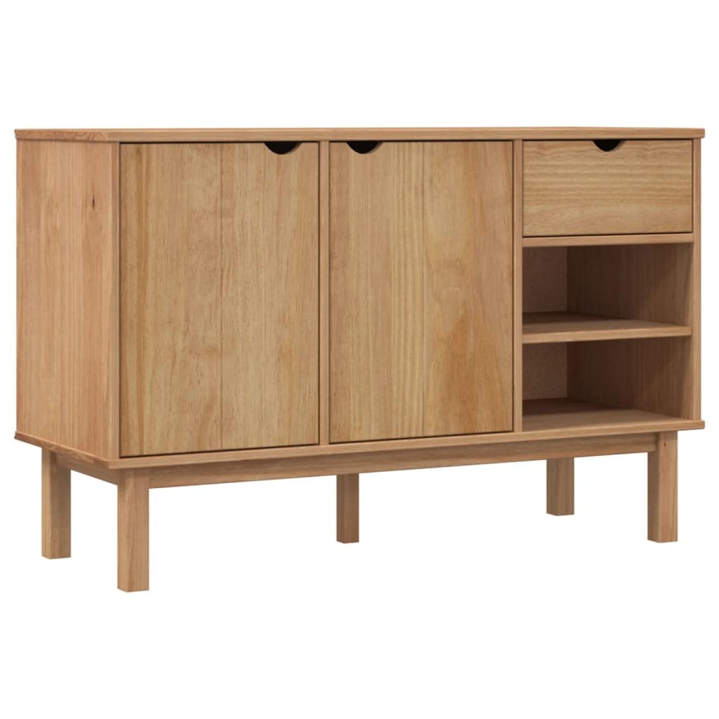 vidaXL OTTA Sideboard - Brown Solid Wood Pine, Scandinavian-Style, Ample Storage with Drawer and Compartments