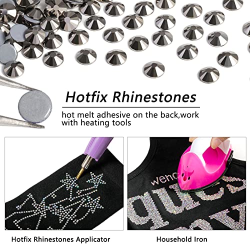 Beadsland Hotfix Rhinestones, 2880pcs Flatback Crystal Rhinestones for Crafts Clothes DIY Decoration Hematite, SS10, 2.7-2.9mm - Image 3