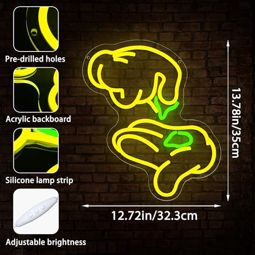 Image of Weed Neon Signs for Wall Decor Green Leaf Neon Light Hand Neon Light Sign Weed Wall Decor Dimmable LED Wall Art for Man Cave Bedroom Hotel Shop Bar Garage Decor Gifts for Men,Size 13.8 * 12.7in(P025)
