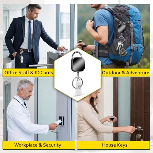 Image of GLUN Premium Pack of 1 Black Retractable Reel ID Card Holder, ID Badge Reel Clip On Card Holders Reel with 68cm Steel Retractable Cord
