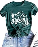 Mountain National Park T Shirt Hiker Gifts for Women Tops Funny Cute Pine Tree Graphic Travel Shirt Workout Tops(Green L)