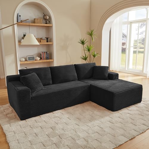 Lekvvied Sofás modulares modulares, sofás en forma de L, sofás modulares de 3 plazas, espuma viscoelástica, chaise longue de gran tamaño, no requiere montaje (negro - L)