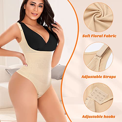 Image of Thong Shapewear Bodysuit for Women Tummy Control Open Bust Body Shaper | Light Tummy Control Thong Bodysuit,Slimming Body Shaper Slimmer,Shaping Bodysuit Thong Girdle
