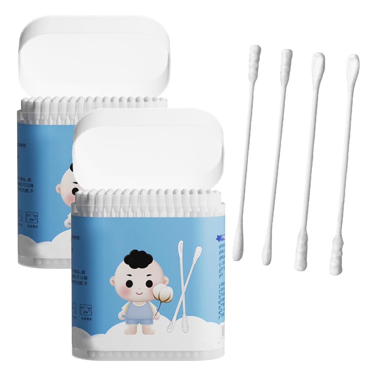 ECVV 400 Pieces Baby Cotton Swabs Double-ended Spiral Head Earpick Cotton Tips Multipurpose Ear Spoon Cotton Buds for Ear, Beauty Care, Cleaning…