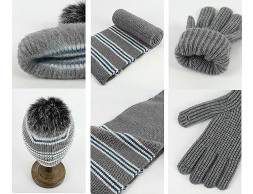 Set gorro bufanda guantes de punto invierno con orejeras 6