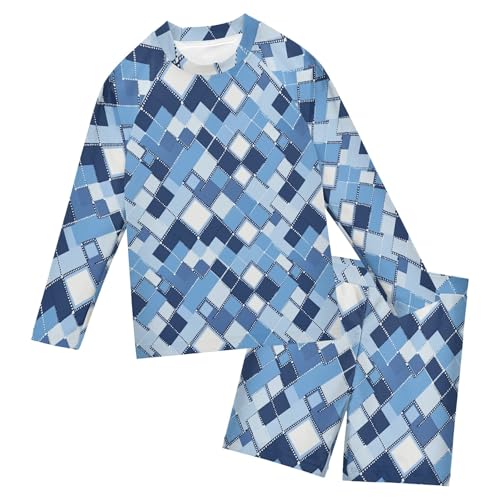 Blue Buffalo Check Plaid Toddlers and Baby Boys' Swimsuit Trunk and Rashguard Set B0403957