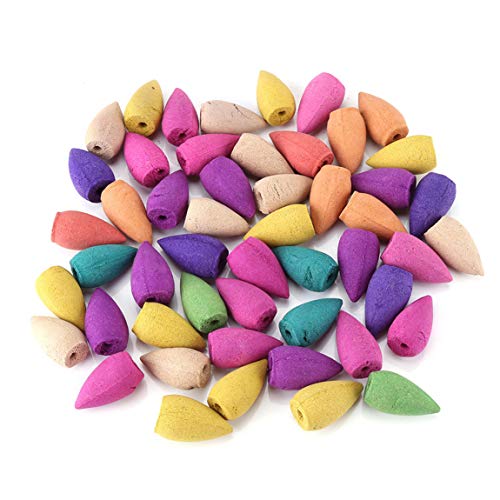 Weriirew 70 Pcs Natural Humo Flujo e Retorno Pagoda Interior Bullet de Cono de Incienso Aromaterapia Lavanda Rosa Jazmín Bullet de Cono de Incienso Aromaterapia Lavanda Rosa Jazmín Bullets de Cono de
