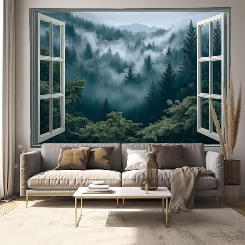 Tapisserie Murale Décoration Forêt 3D et Tenture Murale Salon 200x150cm