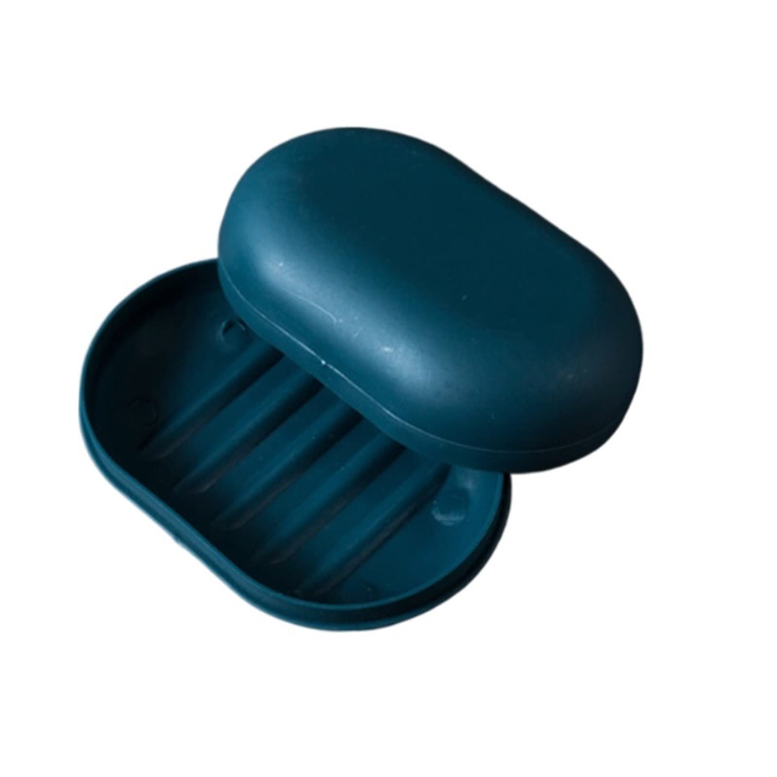 JINGYAN Soap Dishes Soap Dish with Lid Oval Box Super Sealed Storage Waterproof Travel Home Bathroom Plastic(Dark Blue)