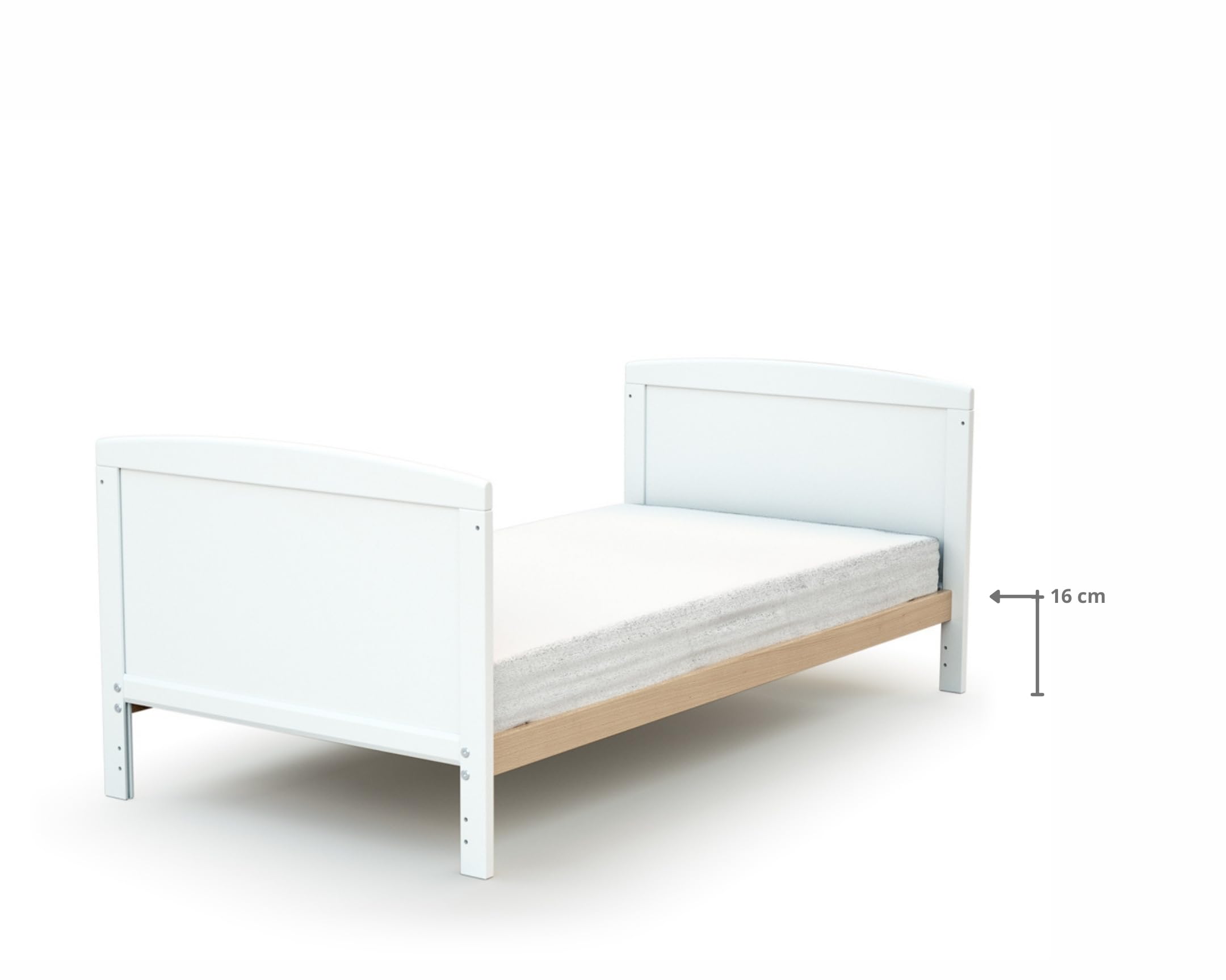 AT4 - Cuna bebé evolutiva ESSENTIEL madera - Blanco/Haya Barnizada - 70 x 140-144 x 74,5 x 79 cm