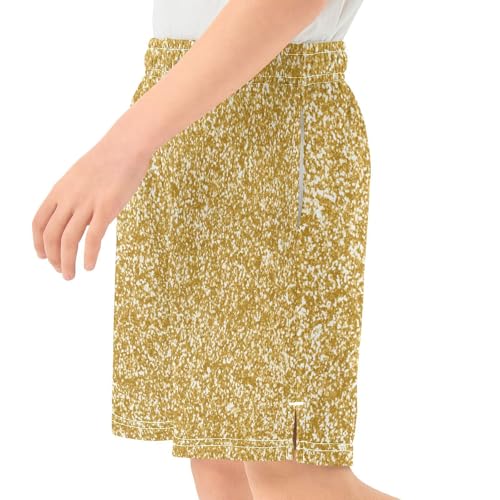 Gold Gliter Sparkle Boys Athletic Shorts Kids Basketball Shorts Gym Short for Summer XL4