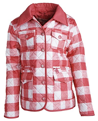 Image of Urban Republic Little Girls Lightweight Padded Quilted Spring Jacket with Collar - Pink Gingham (Size 5/6)