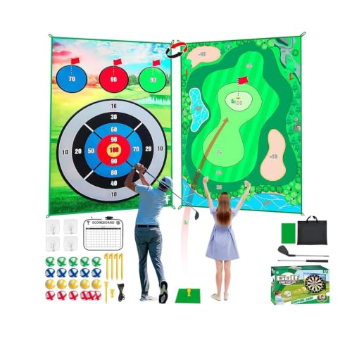 Ensemble de jeu de golf au rouleau avec bâton, 20 balles collantes, tapis pro, tapis de pratique 2 côtés 6 x 4 pi