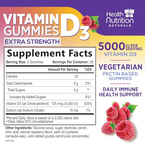 Health Nutrition Naturals Vitamin D3 5000 IU Gummies
