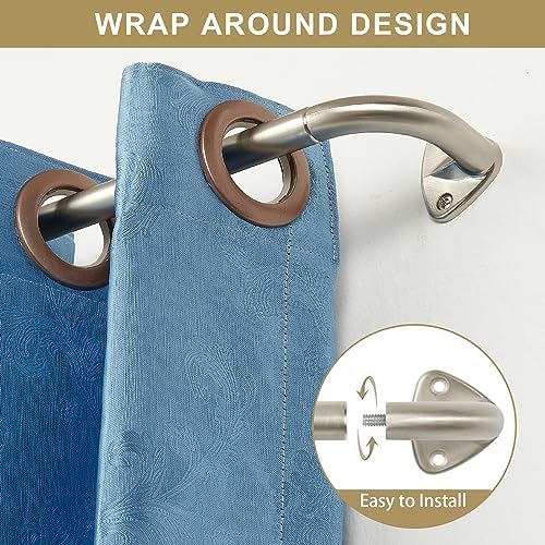 Wrap Around Curtain Rods - Brushed Nickel Adjustable 2 Pack